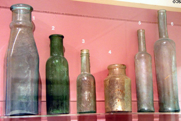 Antique glass bottles (late 1800s) at Fort Lowell Museum. Tucson, AZ.