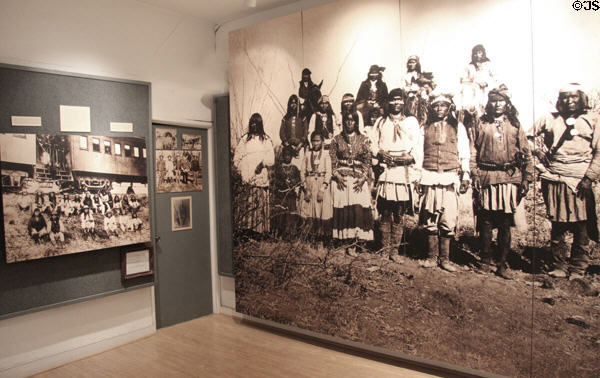 Photographic display of Apache deportations by train at Fort Lowell Museum. Tucson, AZ.