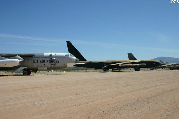 B-52s line up across desert of Pima Air & Space Museum. Tucson, AZ.