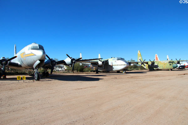 Row of transport planes at Pima Air & Space Museum. Tucson, AZ.
