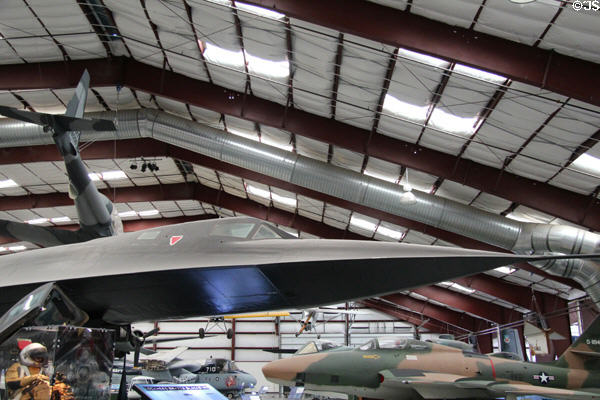 Nose of Lockheed Blackbird SR-71A titanium spy plane (1964-90s) at Pima Air & Space Museum. Tucson, AZ.