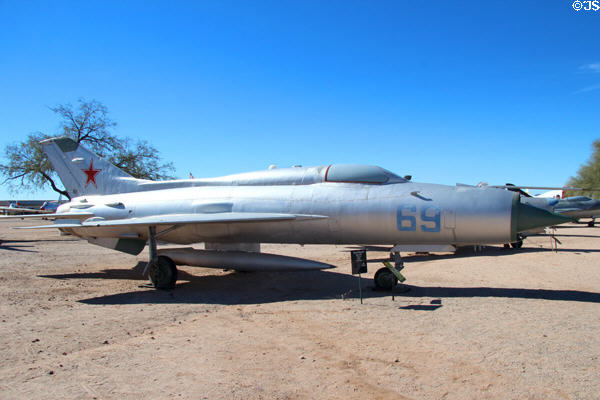 Mikoyan-Gurevich Fishbed D MiG-21PF fighter jet (1955) at Pima Air & Space Museum. Tucson, AZ.