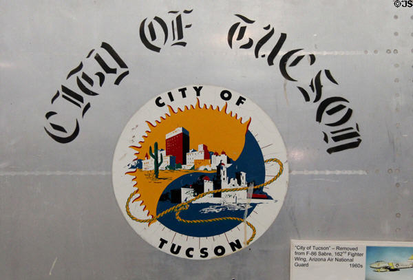 City of Tucson insignia art panel removed from F-86 aircraft (1960s) at Pima Air Museum. Tucson, AZ.
