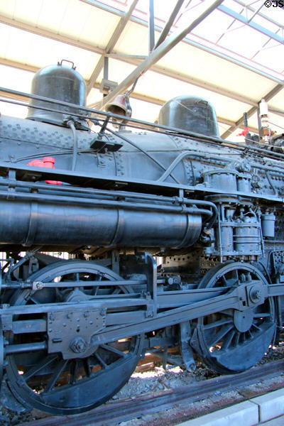 Drive wheels of locomotive #1673 at Southern Arizona Transportation Museum. Tucson, AZ.