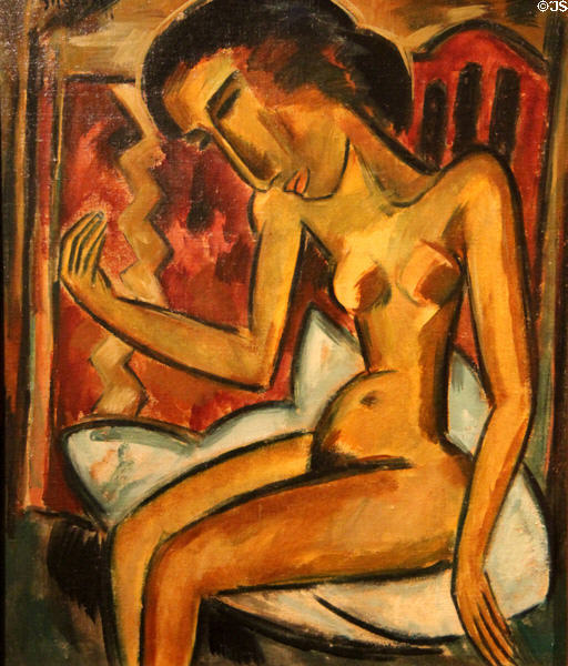 Seated nude painting (1915) by Karl Schmidt-Rottluff of Germany at University of Arizona Museum of Art. Tucson, AZ.