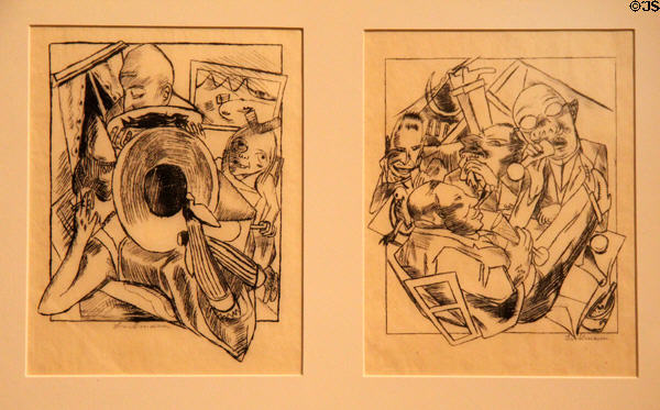 Furnished & Drinking Song lithographs (1921) by Max Beckmann of Germany at University of Arizona Museum of Art. Tucson, AZ.