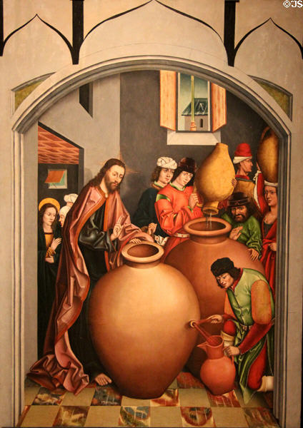 Changing Water into Wine painting (1480-8) by workshop of Fernando Gallego at University of Arizona Museum of Art. Tucson, AZ.