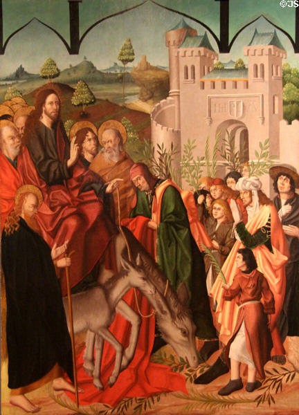 Entry into Jerusalem painting (1480-8) by Maestro Bartolomé at University of Arizona Museum of Art. Tucson, AZ.