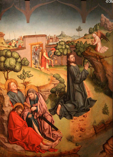 Agony in the Garden painting (1480-8) by Fernando Gallego & workshop at University of Arizona Museum of Art. Tucson, AZ.