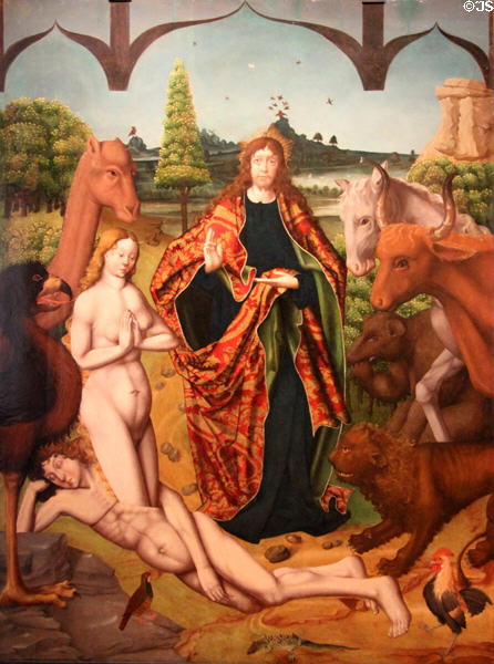 Creation of Eve painting (1480-8) by Maestro Bartolomé at University of Arizona Museum of Art. Tucson, AZ.