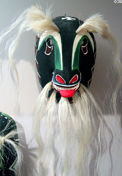 Yaqui (Yoemem) native Pahkola goat mask (1981) from Potam Mexico at Arizona State Museum. Tucson, AZ.