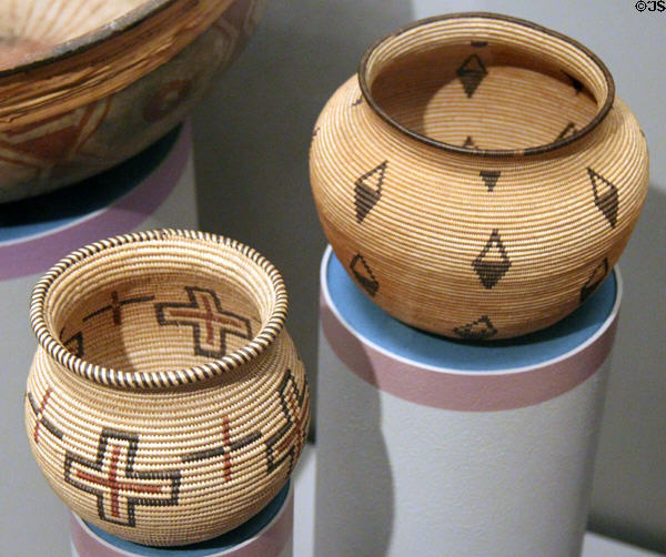 Colorado River Chemehuevi native basketry jars (1890-1940) at Arizona State Museum. Tucson, AZ.