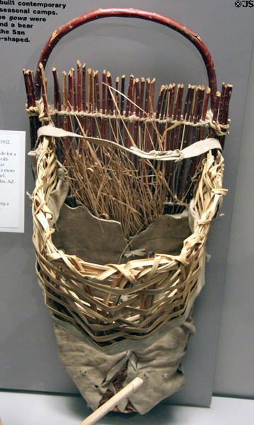 Apache native basketry cradle board (1932) at Arizona State Museum. Tucson, AZ.