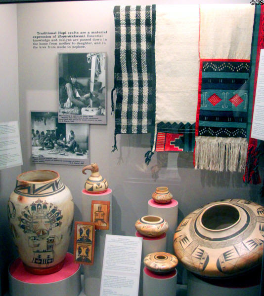 Hopi native textiles & ceramics at Arizona State Museum. Tucson, AZ.