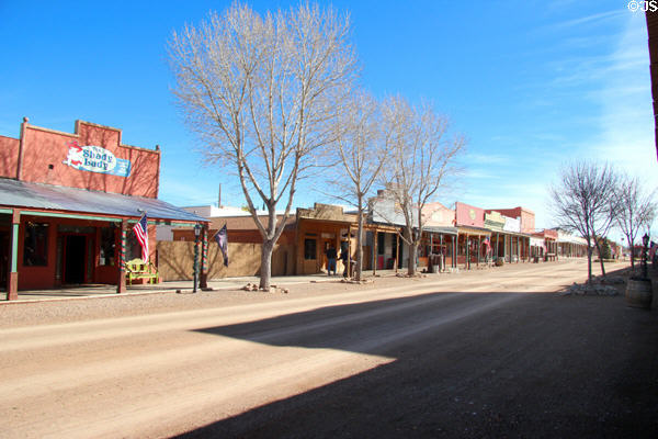 Allen streetscape looking south from 4th with false front commercial buildings to project image of success & substance. Tombstone, AZ.