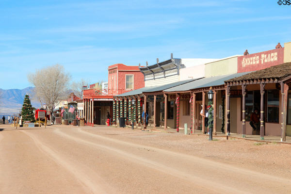 Allen streetscape with covered sidewalks. Tombstone, AZ.