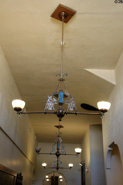 Hallway gas lamps at Tombstone Courthouse Museum. Tombstone, AZ.