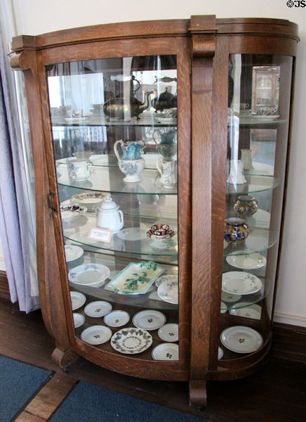 Display case with china at Tombstone Courthouse Museum. Tombstone, AZ.