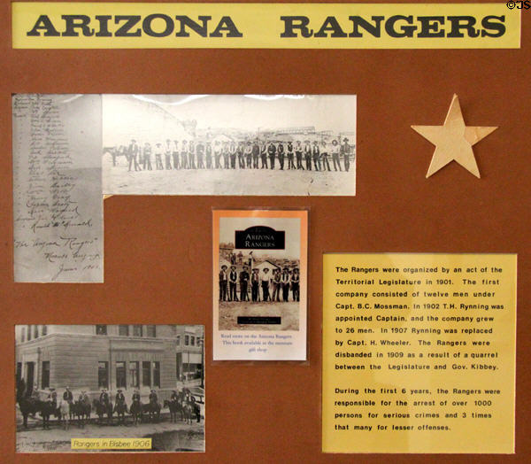 Arizona Rangers history display at Tombstone Courthouse Museum. Tombstone, AZ.