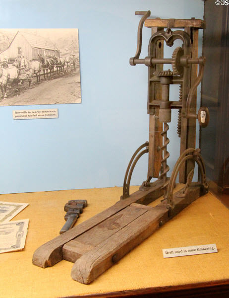 Drill used in mine timbering at Tombstone Courthouse Museum. Tombstone, AZ.