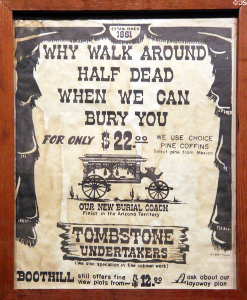 Tombstone Undertakers poster at Bird Cage Theatre. Tombstone, AZ.