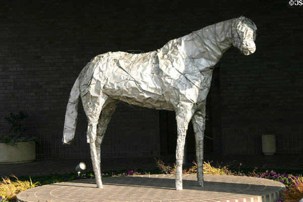 Sculpted horse outside Sacramento Commercial Bank building. Sacramento, CA.