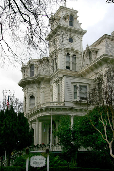 California Governor's Mansion (1877) (1526 H St.) was built for Albert Gallatin, a partner in the hardware store of Huntington & Hopkins. Sacramento, CA. Style: Second Empire. Architect: Nathaniel D. Goodell.
