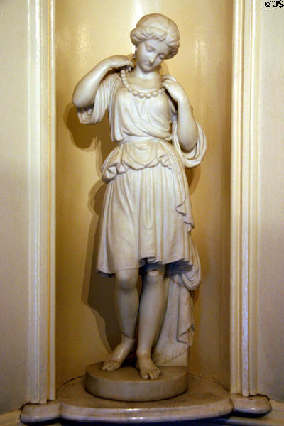Marble classical statue of girl in entryway of California Governor's Mansion. Sacramento, CA.