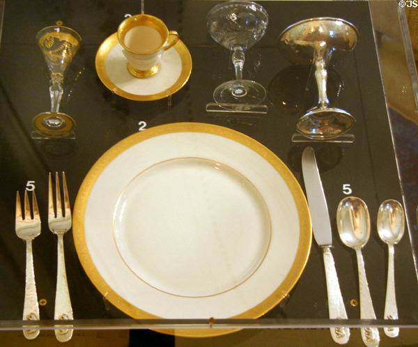 China & silverware used by governors in California Governor's Mansion. Sacramento, CA.