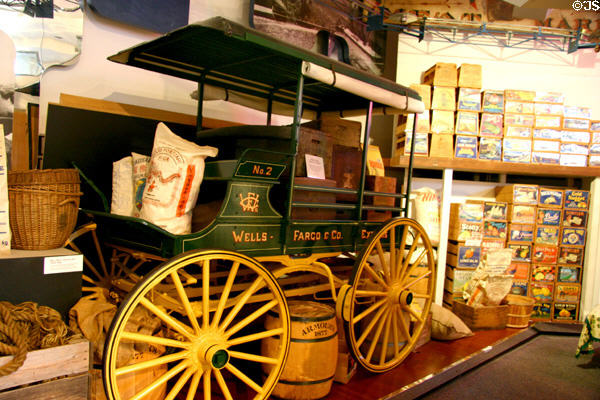 Wells Fargo Express cargo wagon at Gold Rush History Center. Sacramento, CA.