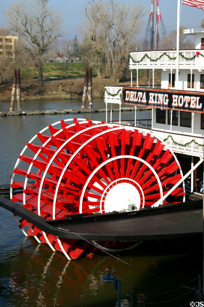 Paddle wheel of Delta King in Old Sacramento. Sacramento, CA.