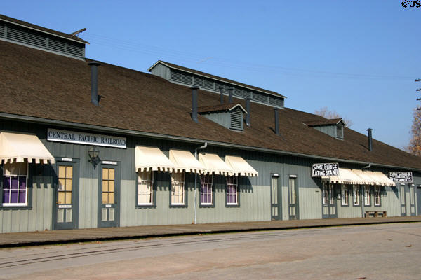 Former Central Pacific Railroad Freight Station, now part of State Rail Museum in Old Sacramento. Sacramento, CA.