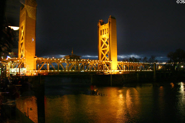 Sacramento Tower Bridge at night. Sacramento, CA.