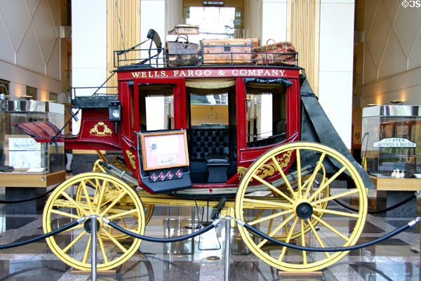 Wells Fargo & Company Concord coach in lobby of Wells Fargo Center. Sacramento, CA.