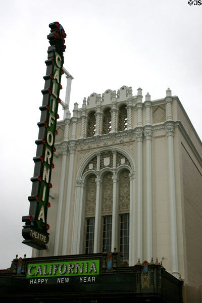 California Theater (1923) (345 S. First St.) now home of Opera San Jose. San Jose, CA. Style: Spanish Colonial.