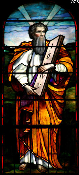 Stained glass window of Moses in Memorial Church at Stanford University. Palo Alto, CA.