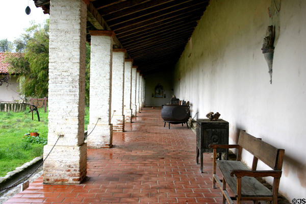 Outdoor corridor of San Antonio de Padua Mission. Jolon, CA.