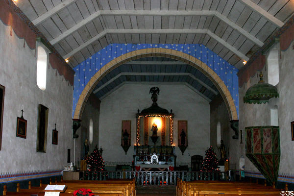 Church interior of San Antonio de Padua Mission. Jolon, CA.