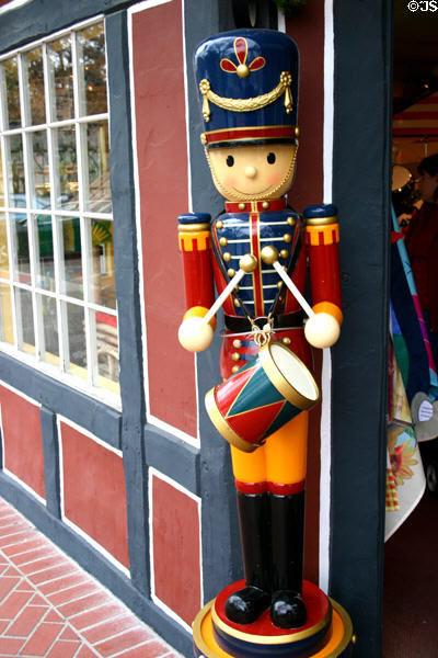 Wooden toy soldier with drum. Solvang, CA.