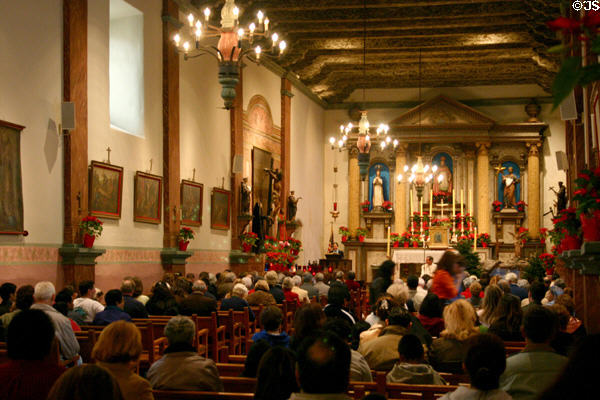 Interior of San Buenaventura Mission church. Ventura, CA.