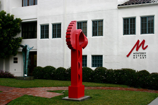Monterey Museum of Art with sculpture Parenthesis (1992) by Norma Lewis. Monterey, CA.
