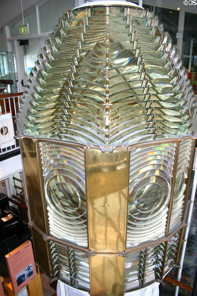 Lighthouse 1,000-prism Fresnel lens from Point Sur Light Station in Maritime Museum. Monterey, CA.