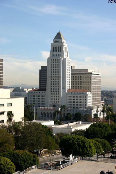 Los Angeles City Hall from distance. Los Angeles, CA.