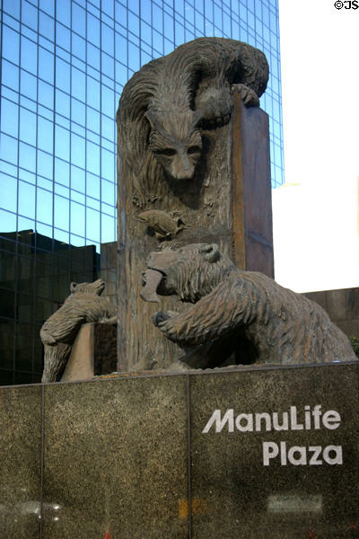 Statue of bears fishing by Christopher Keene at Manulife Plaza. Los Angeles, CA.