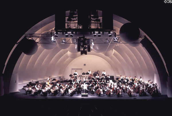 Orchestra performs in Hollywood Bowl. Hollywood, CA.