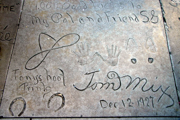 Tom Mix cement signature (1927) at Mann's Chinese Theatre. Hollywood, CA.