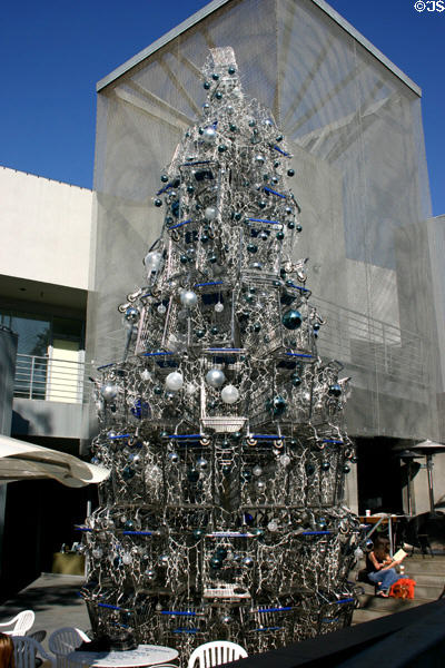 Edgemar Complex artistic Christmas tree made of shopping carts. Santa Monica, CA.