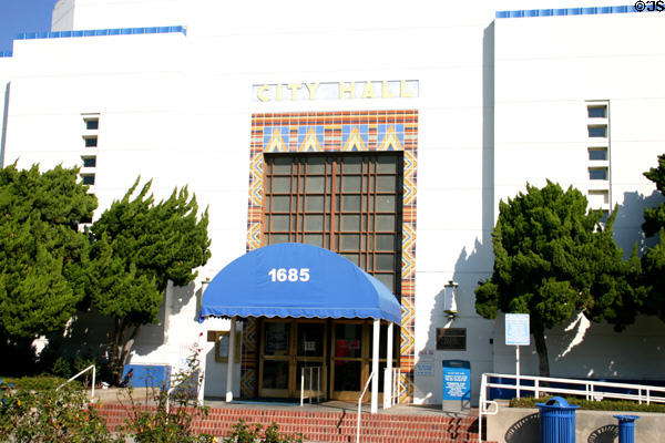 City Hall portal with US southwest tile work. Santa Monica, CA.