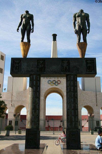 Olympic Gateway (1984) by Robert Graham before Memorial Coliseum. Los Angeles, CA.