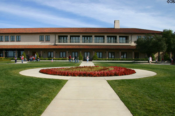 Ronald Reagan Presidential Library & Museum (1991) western facade. Simi Valley, CA. Style: Spanish mission. Architect: Stubbins Assoc..
